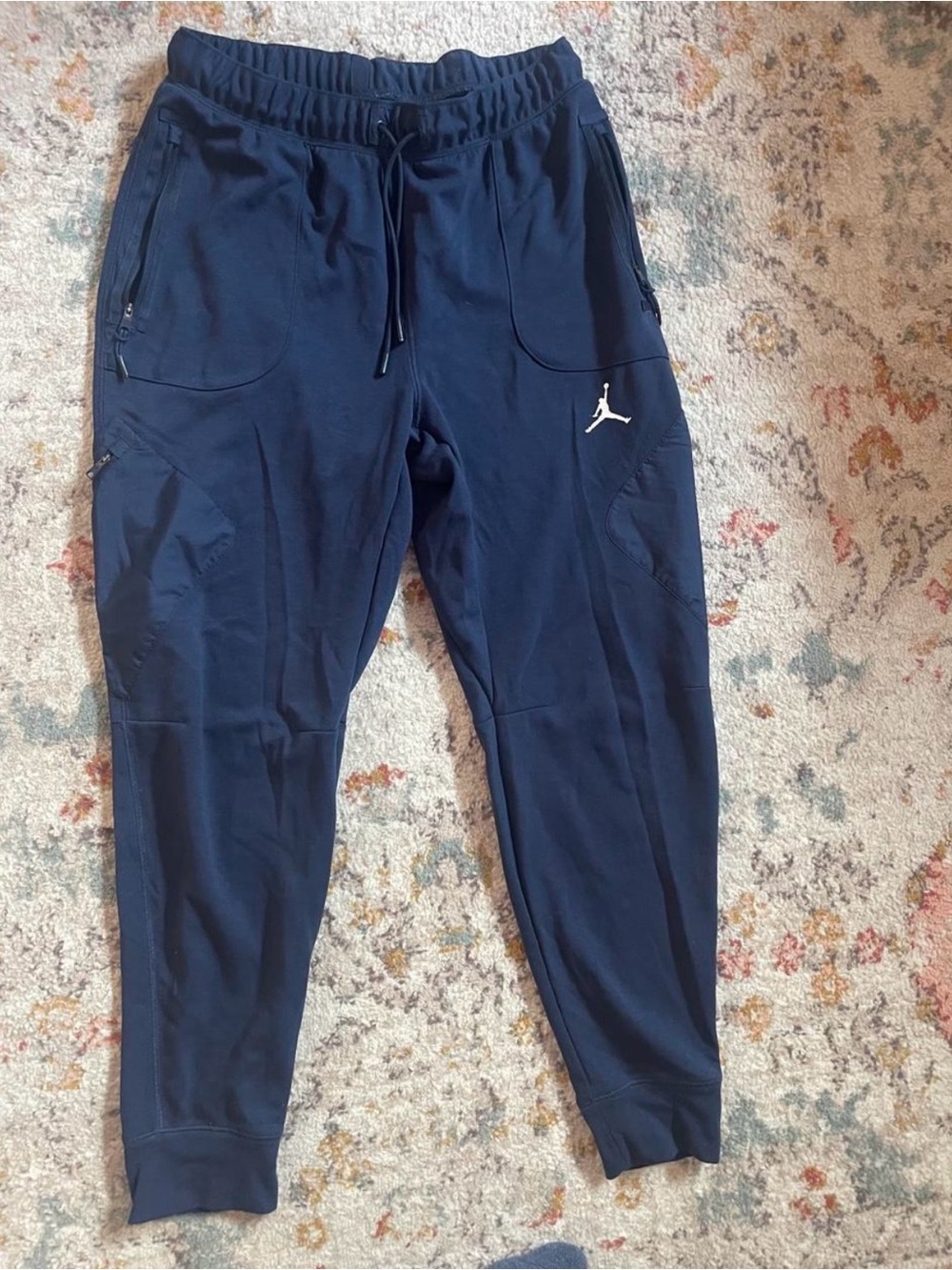 Jordan Men's Navy Athletic Jogger Pants with Drawstring mens large